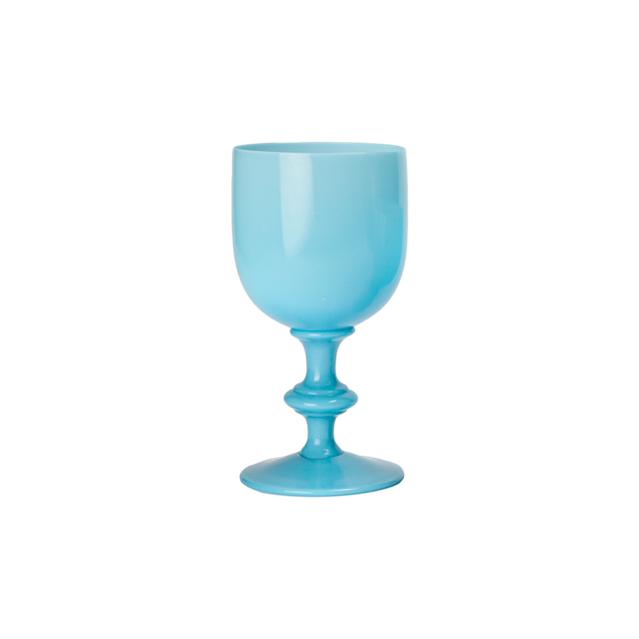 Water, Champagne and Cordial Stemware -  Sets of 6 - French Portieux Vallerysthal  Blue Opaline