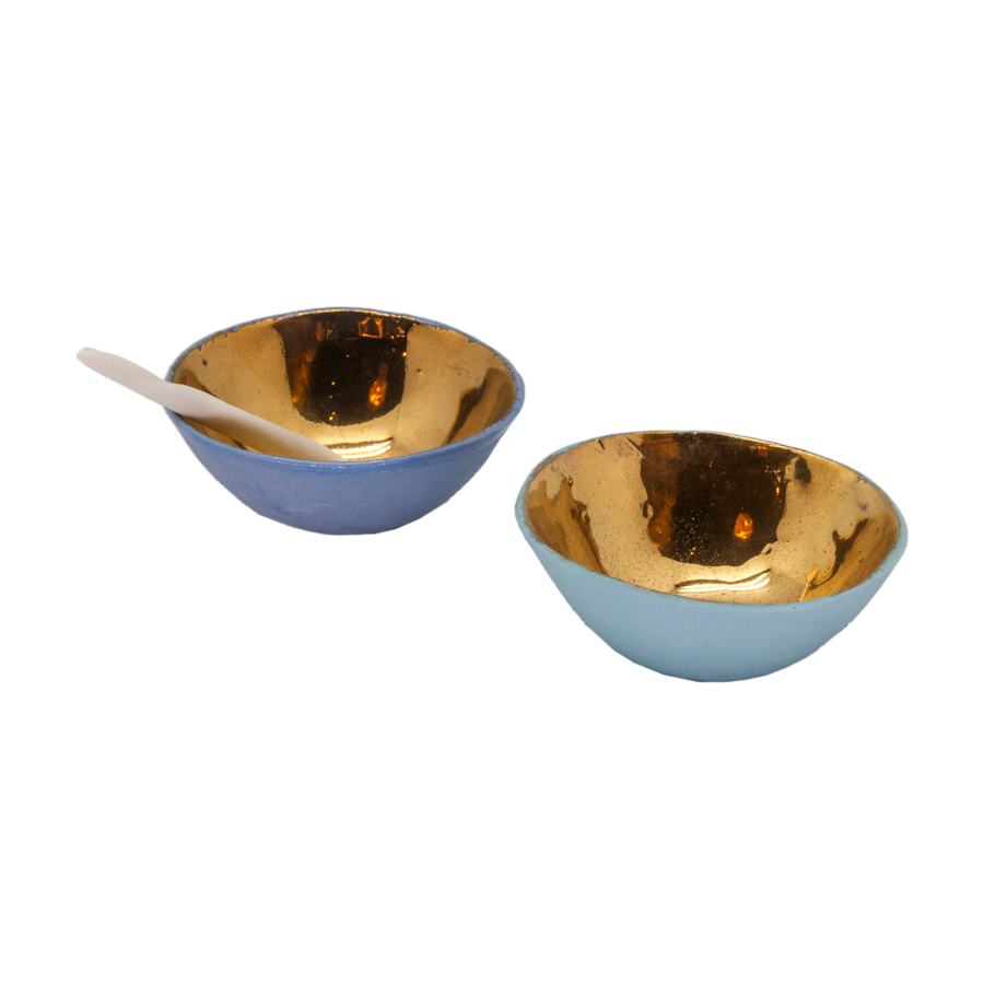 Gold Raw Porcelain Salt Cellars