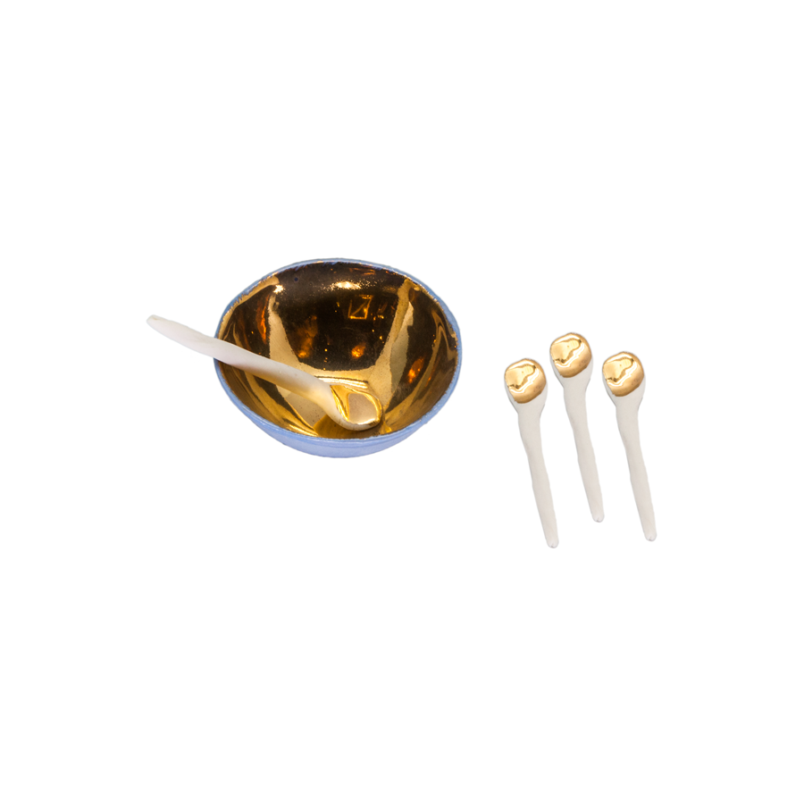 Gold Raw Porcelain Salt Cellars