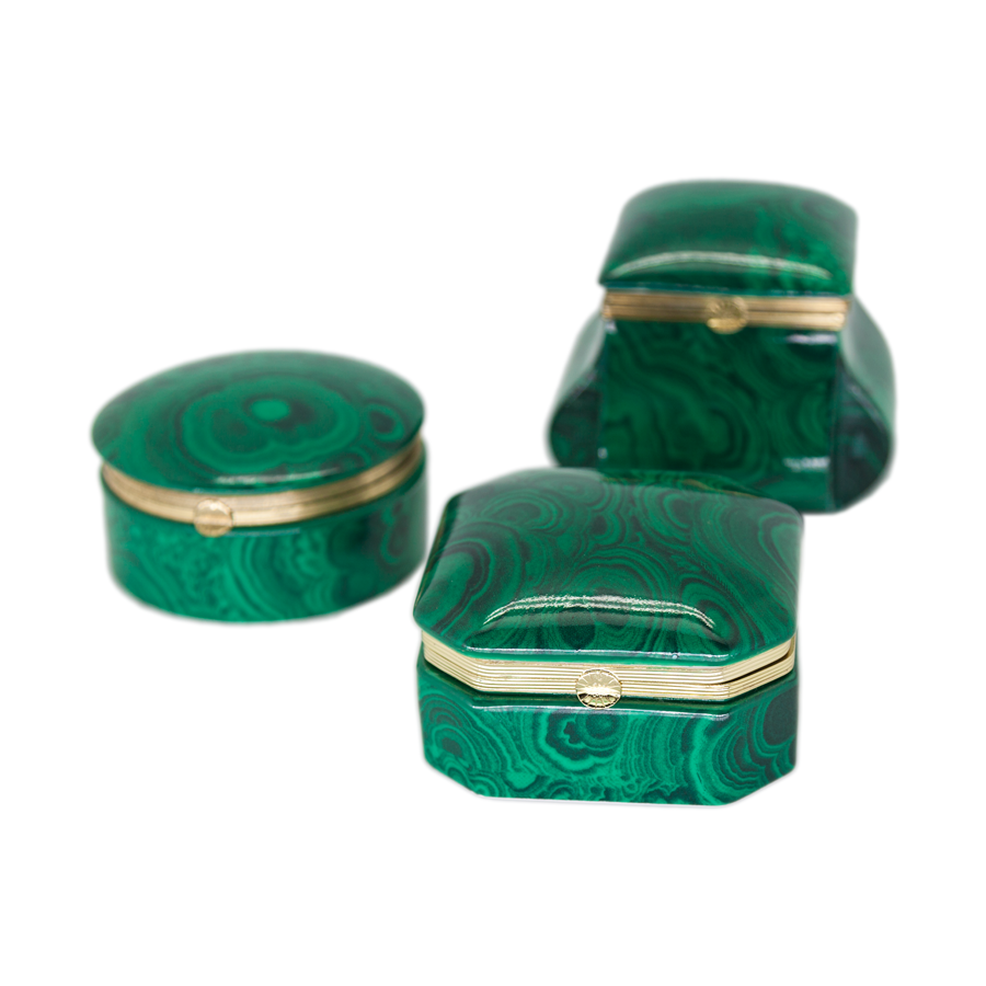 Frederick Cooper Faux Malachite Porcelain Round Box