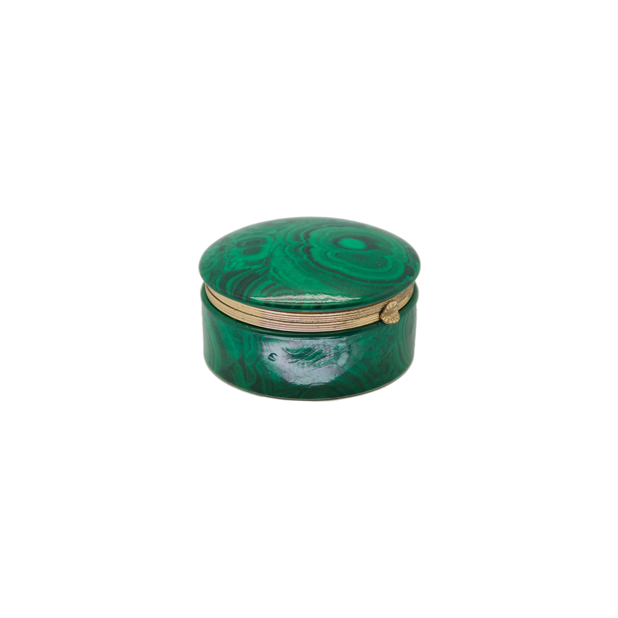 Frederick Cooper Faux Malachite Porcelain Round Box