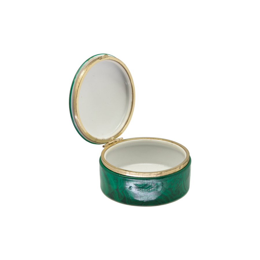 Frederick Cooper Faux Malachite Porcelain Round Box