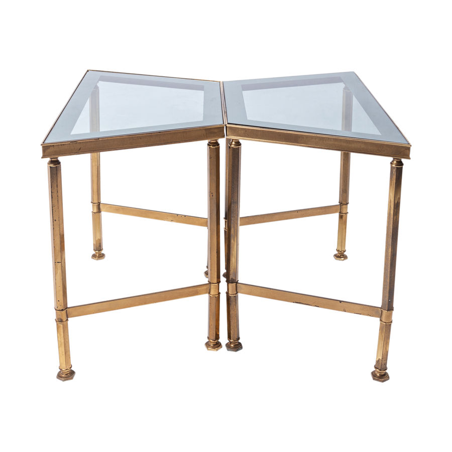 Brass and Silvered Glass Edge Side Tables