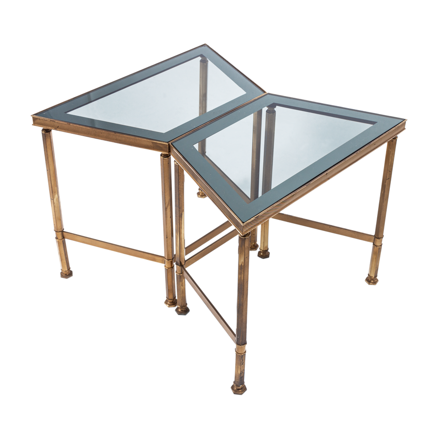 Brass and Silvered Glass Edge Side Tables