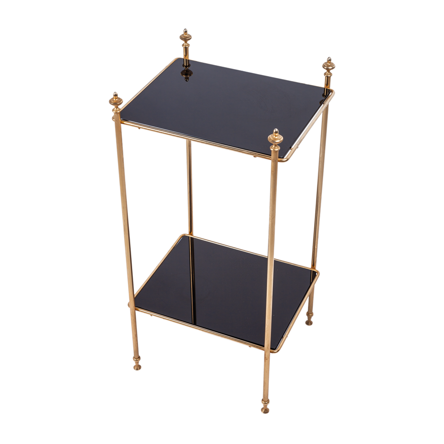 Brass and Antiqued Black Glass Table