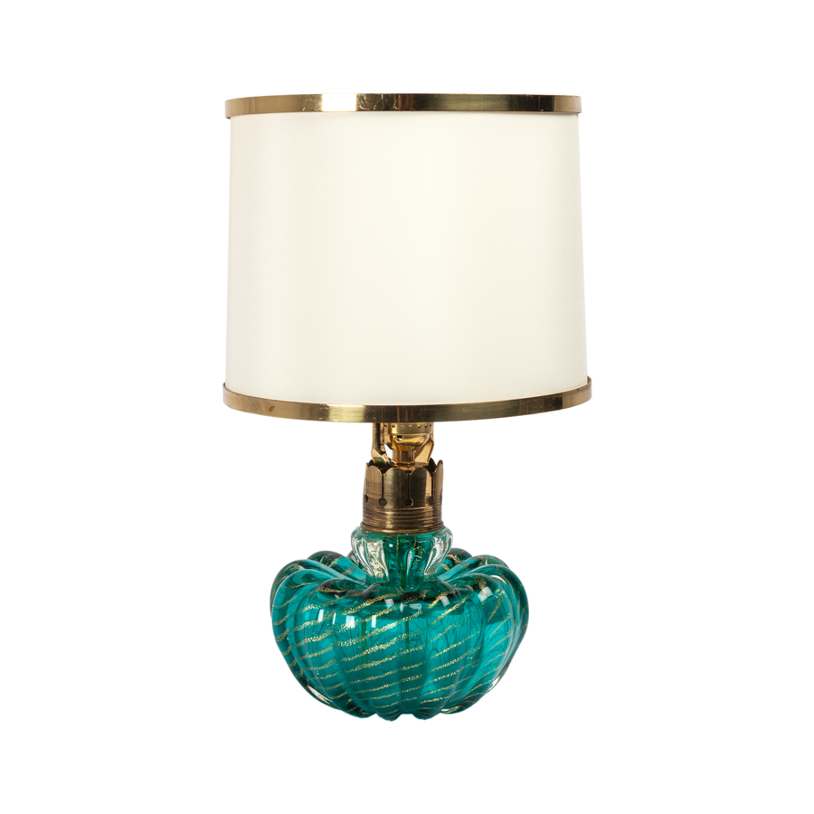 Alfredo Barbini Turquoise and Gold Flecked Glass Lamp