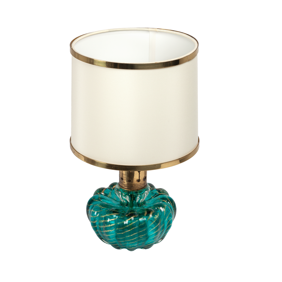Alfredo Barbini Turquoise and Gold Flecked Glass Lamp