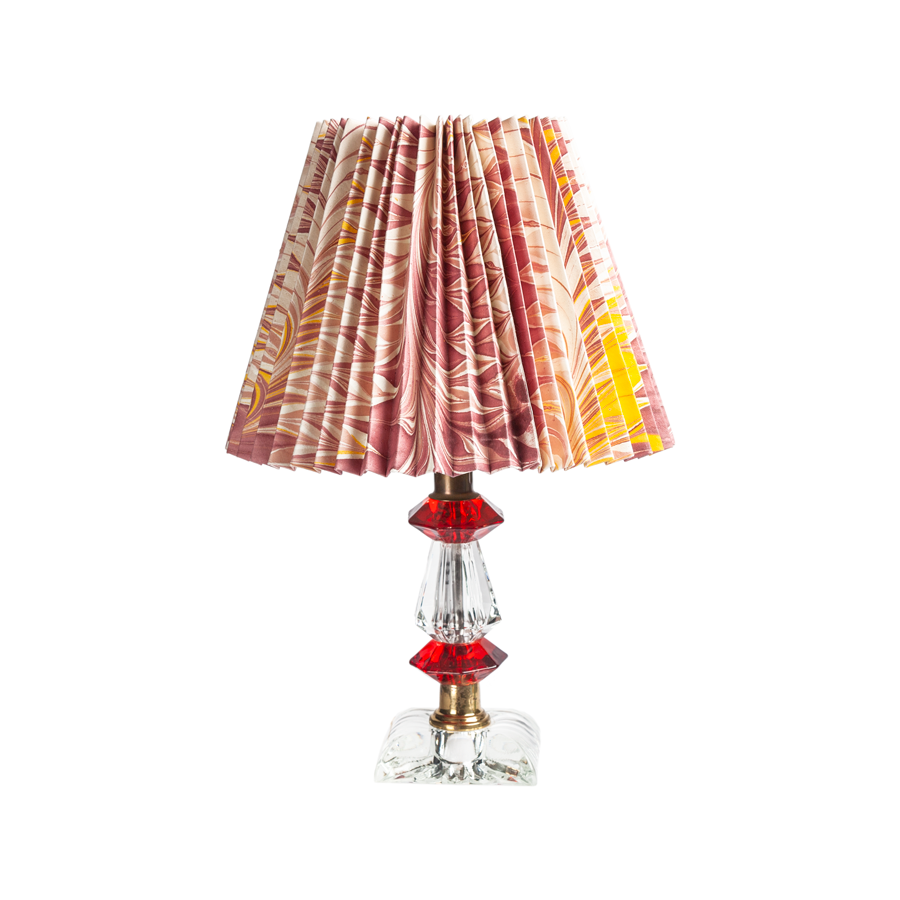 Crystal Table Lamp with Pleated Florentine Paper Shade