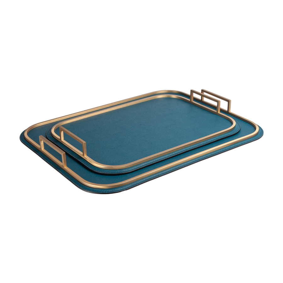 Rectangle Bellini Leather Tray by Giobagnara