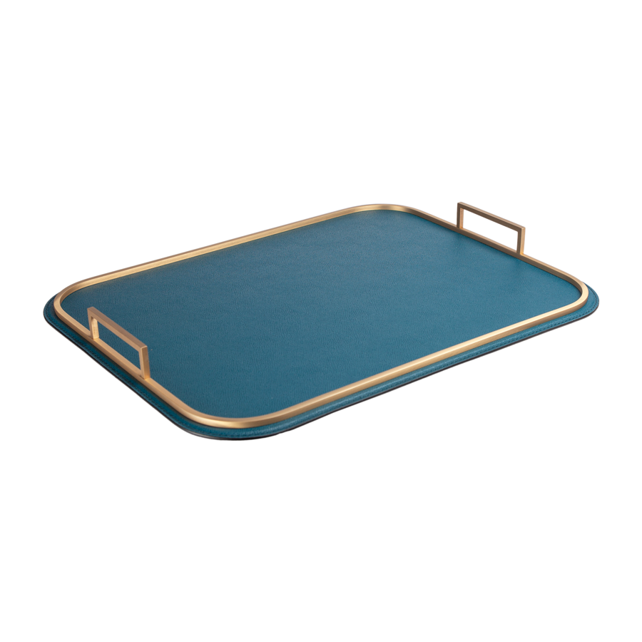 Rectangle Bellini Leather Tray by Giobagnara