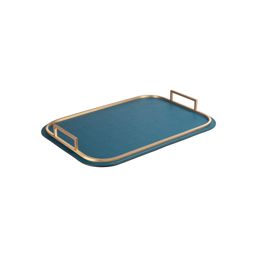 Rectangle Bellini Leather Tray by Giobagnara