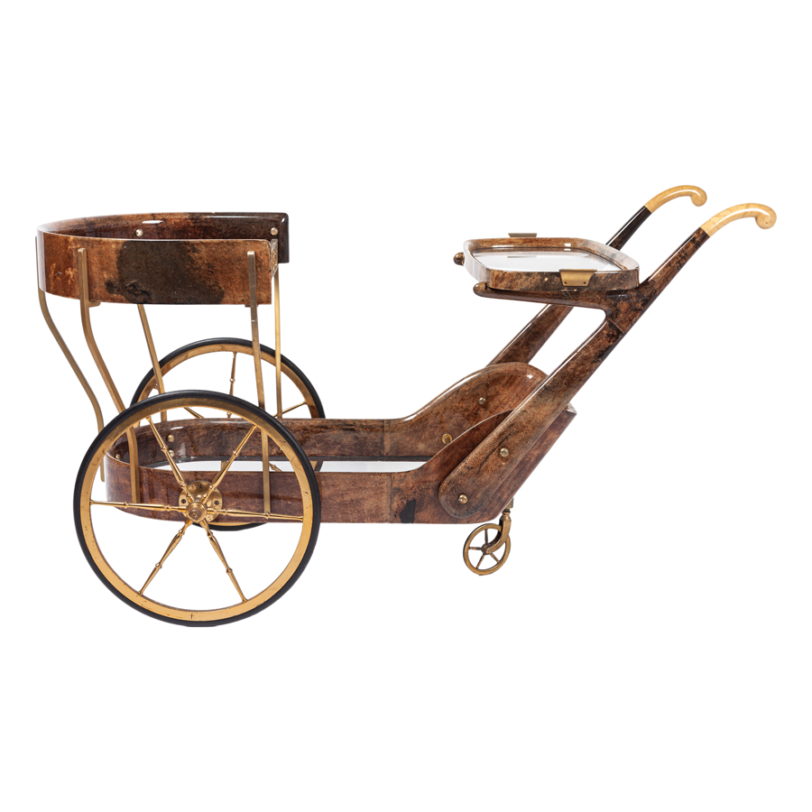 Aldo Tura Trolley Bar Cart - Brown