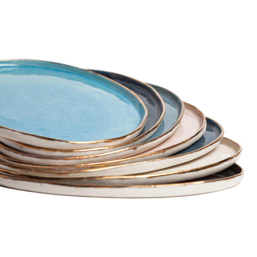 Italian Raw Porcelain - Gold Rim Oval Plates