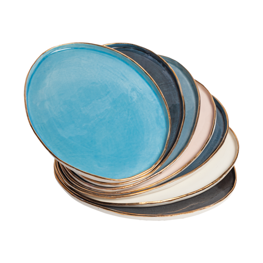 Italian Raw Porcelain - Gold Rim Oval Plates