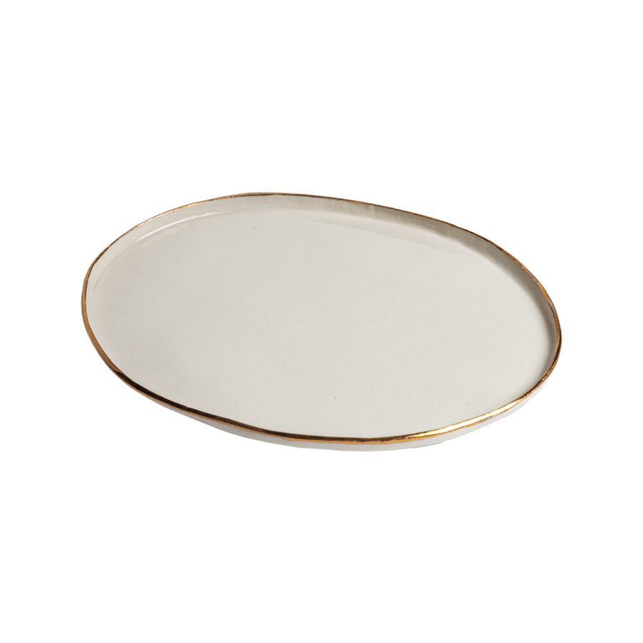 Italian Raw Porcelain - Gold Rim Oval Plates