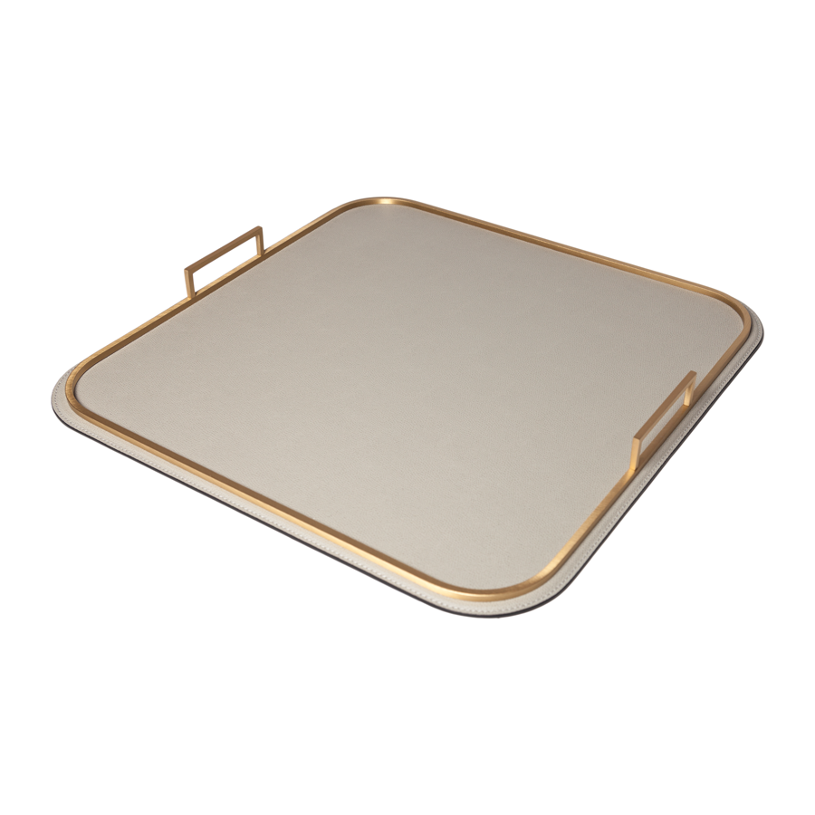 Square Bellini Leather Tray by Giobagnara