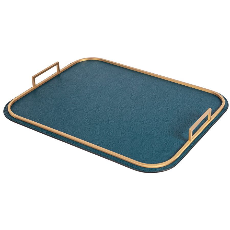 Rectangle Bellini Leather Tray by Giobagnara