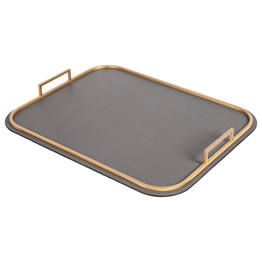 Rectangle Bellini Leather Tray by Giobagnara