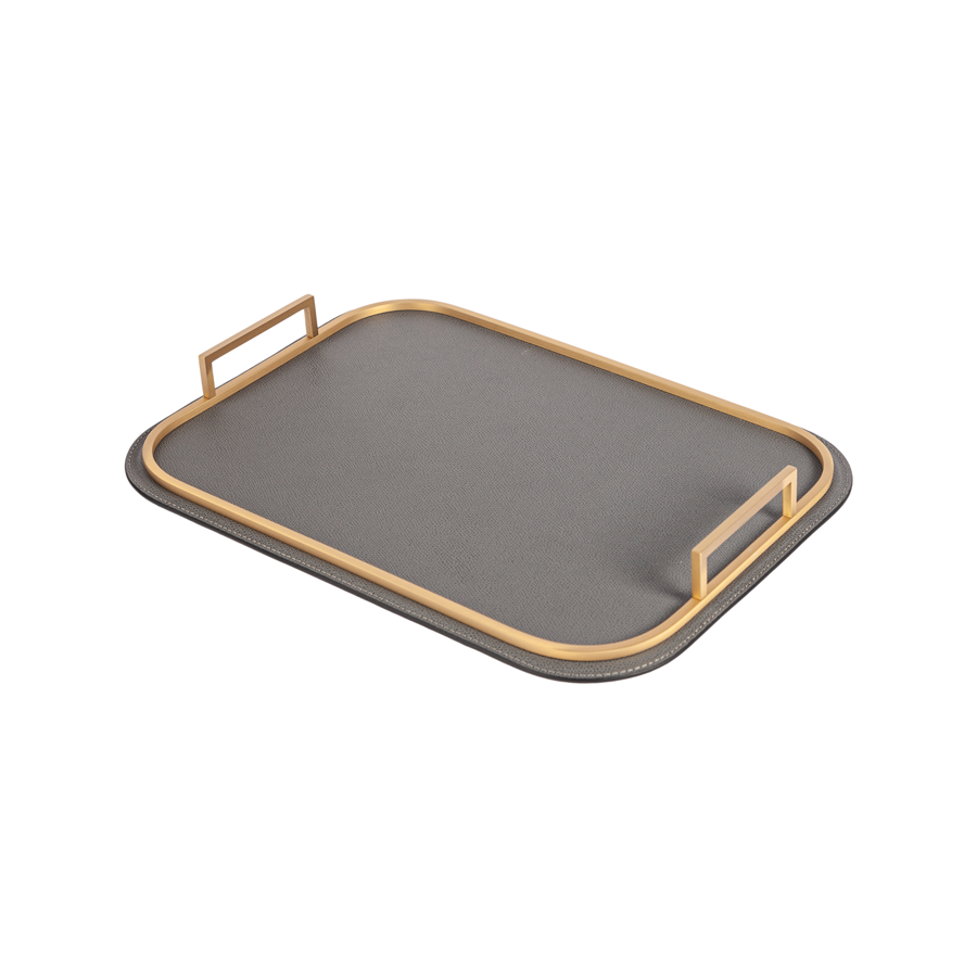 Rectangle Bellini Leather Tray by Giobagnara