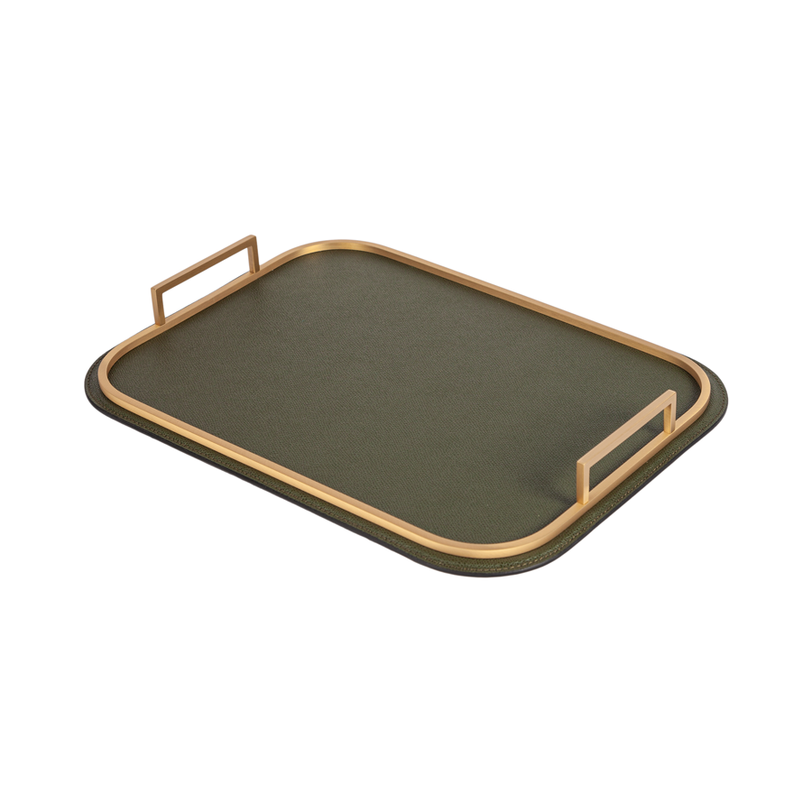 Rectangle Bellini Leather Tray by Giobagnara