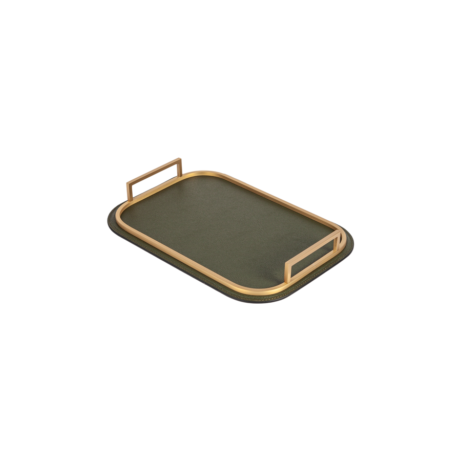 Rectangle Bellini Leather Tray by Giobagnara