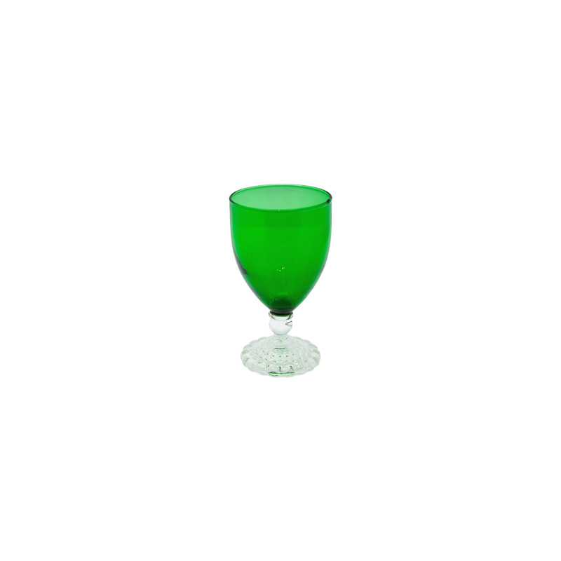 Emerald green glasses with clear base - set of 8