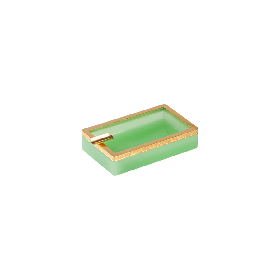 Italian Opaline Ashtray with Gold Trim