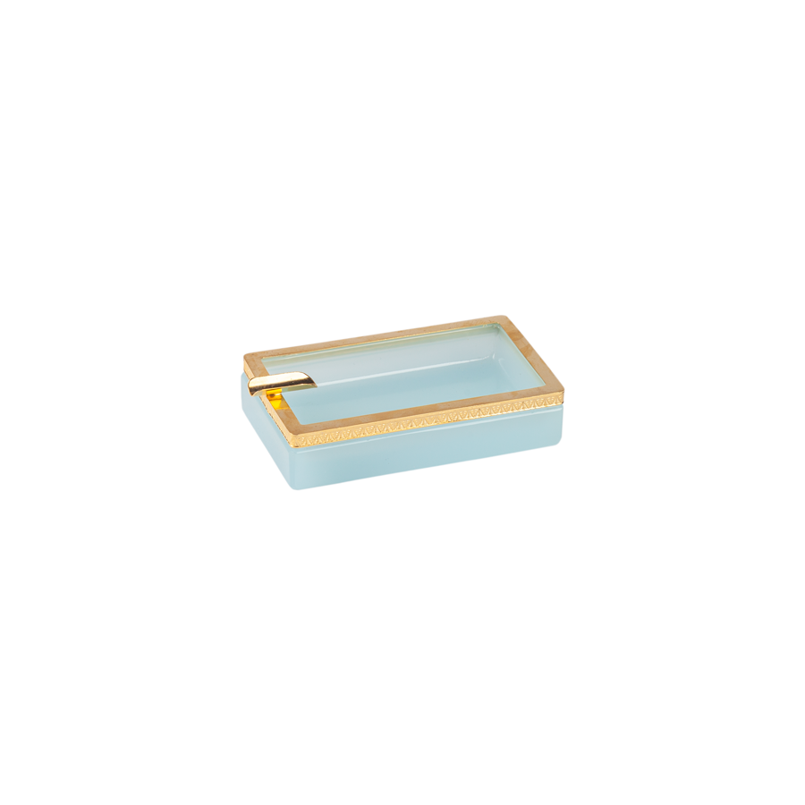 Italian Opaline Ashtray with Gold Trim