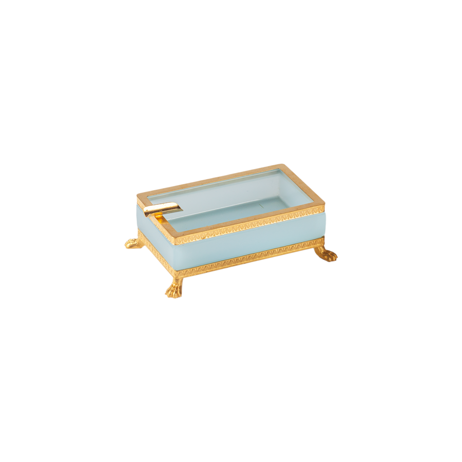 Italian Opaline Ashtray with Gold Trim - Footed