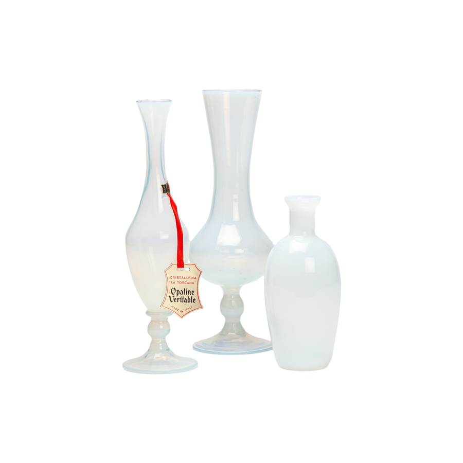 Italian Translucent White Opaline Bud Vase