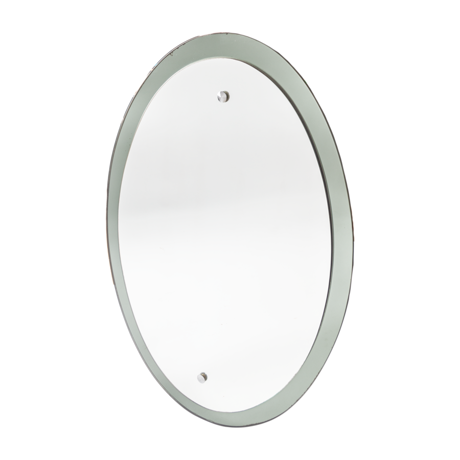 Italian Bevel Edge Oval Smoked Glass Mirror