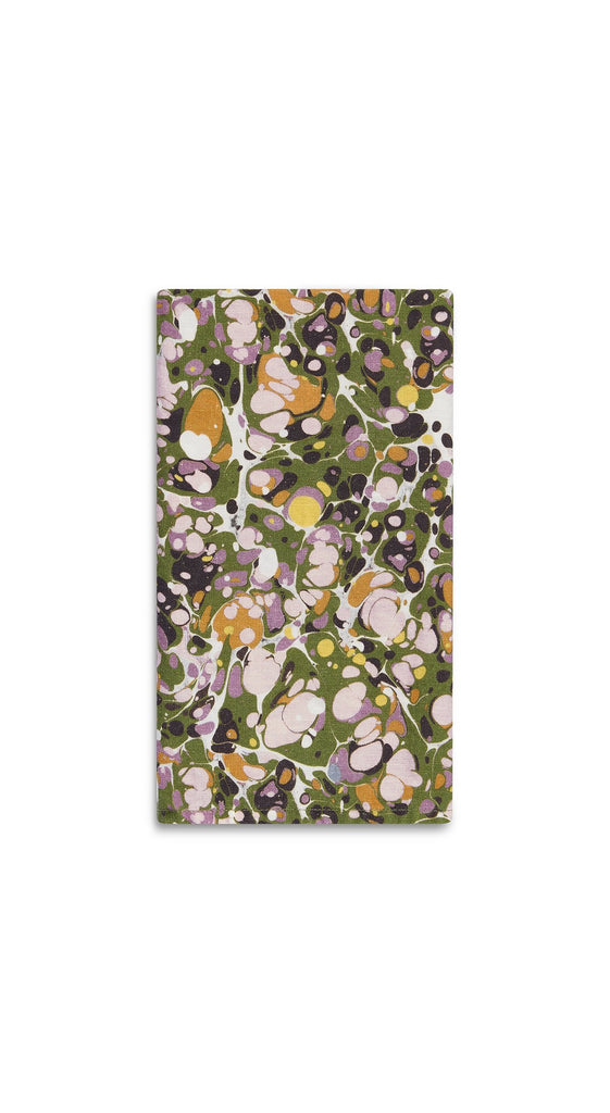 Marble Linen Napkin in Green, Rose Pink & Orange by Summerill & Bishop