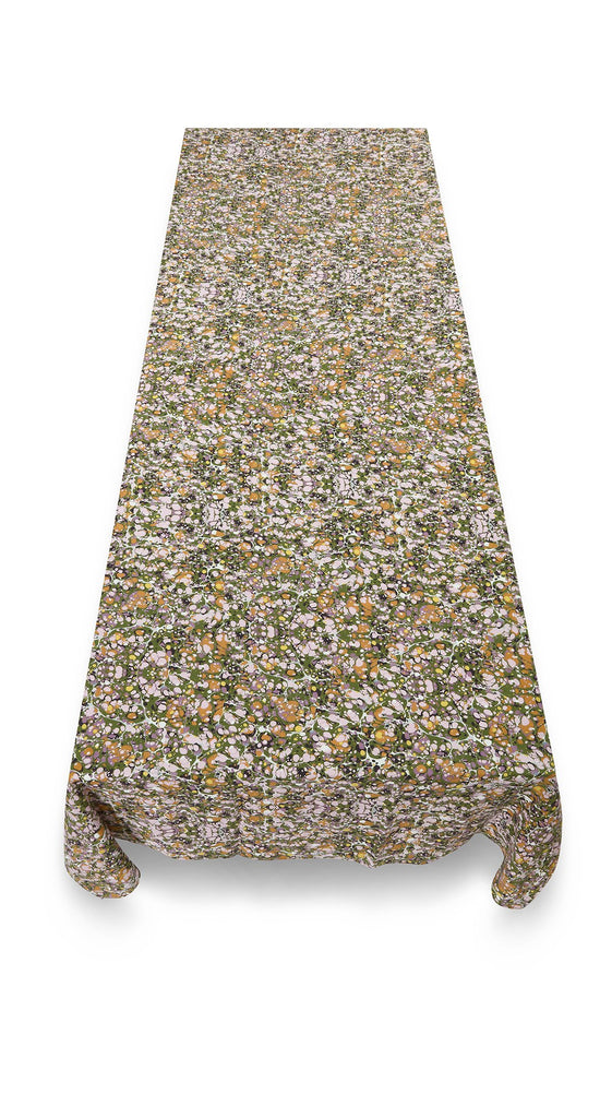 Marble Linen Tablecloth in Green, Rose Pink & Orange by Summerill & Bishop