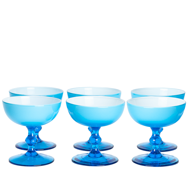 Carlo Moretti Blue and White Coupes - Set of 8