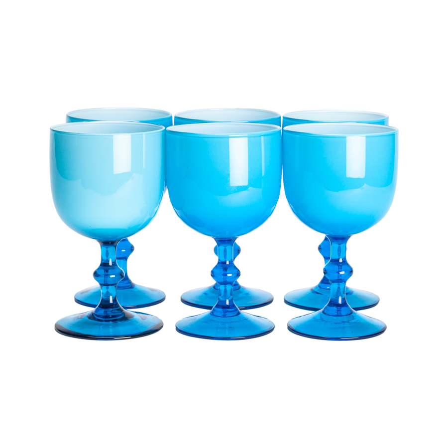 Carlo Moretti Blue and White Red Wine Glasses - Set of 8