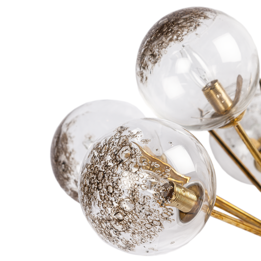Brass Half Sputnik Chandelier with Murano Glass Balls