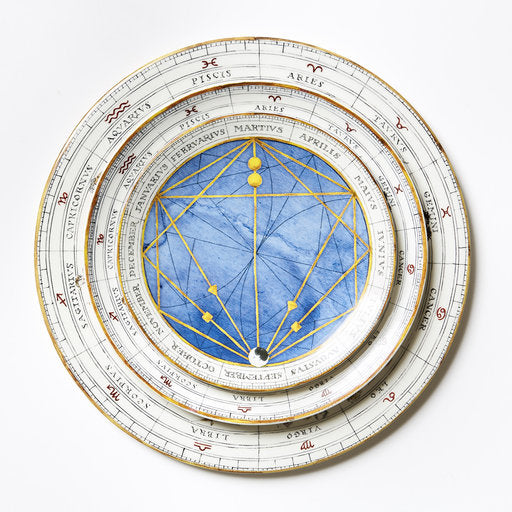 Zodiac Blue Plates by Laboratorio Paravicini - Set of 6