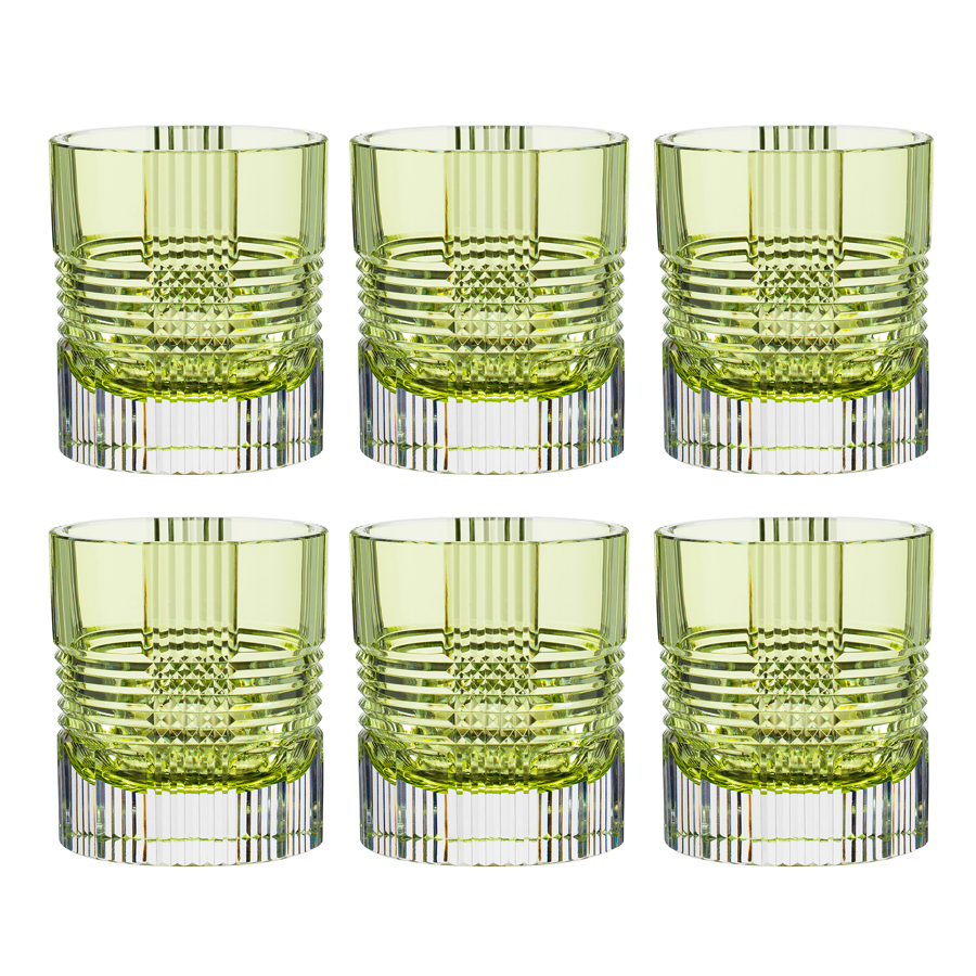 Viden Double Old Fashioned Glasses in Chartreuse , Set of 2 by Artel