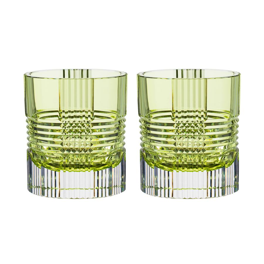 Viden Double Old Fashioned Glasses in Chartreuse , Set of 2 by Artel