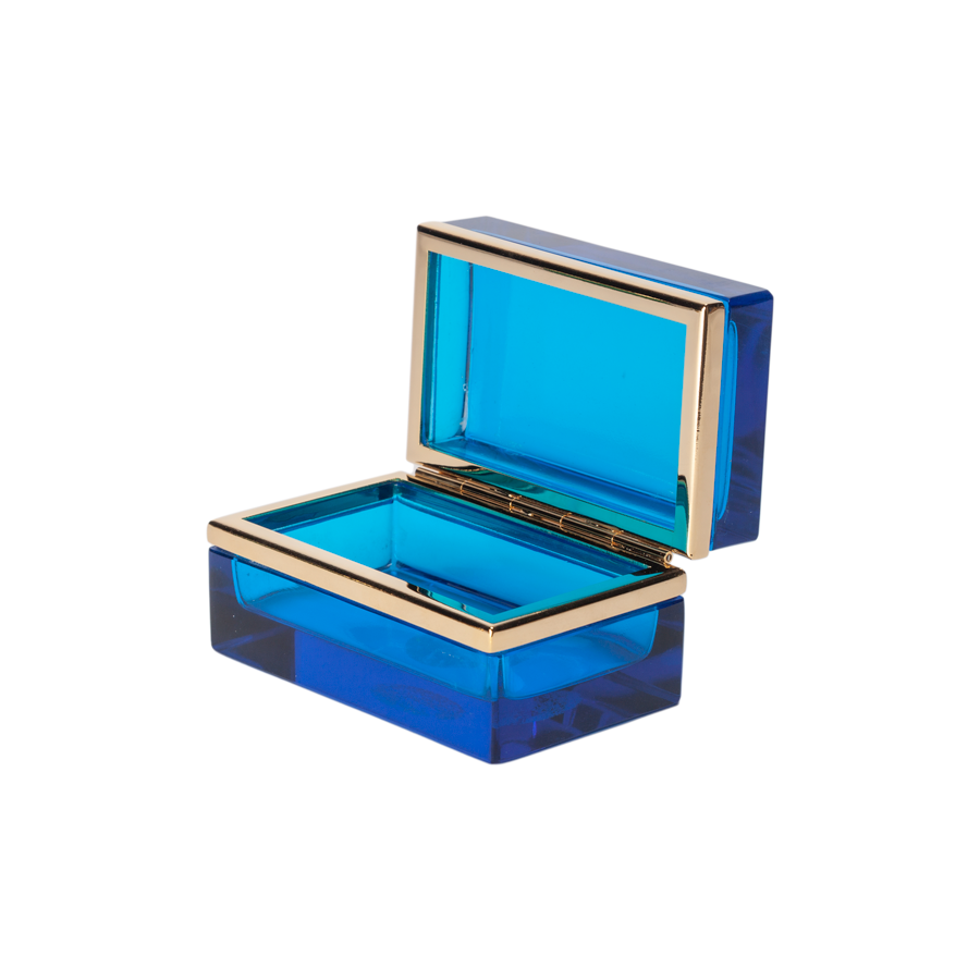 Italian Murano Blue Box with Brass Detailing