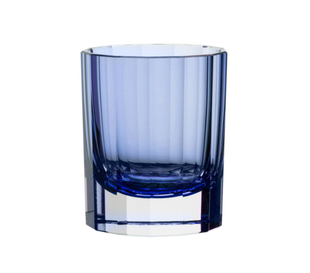 Double Old Fashioned Glasses in Blue - Faceted , Set of 2 by Artel