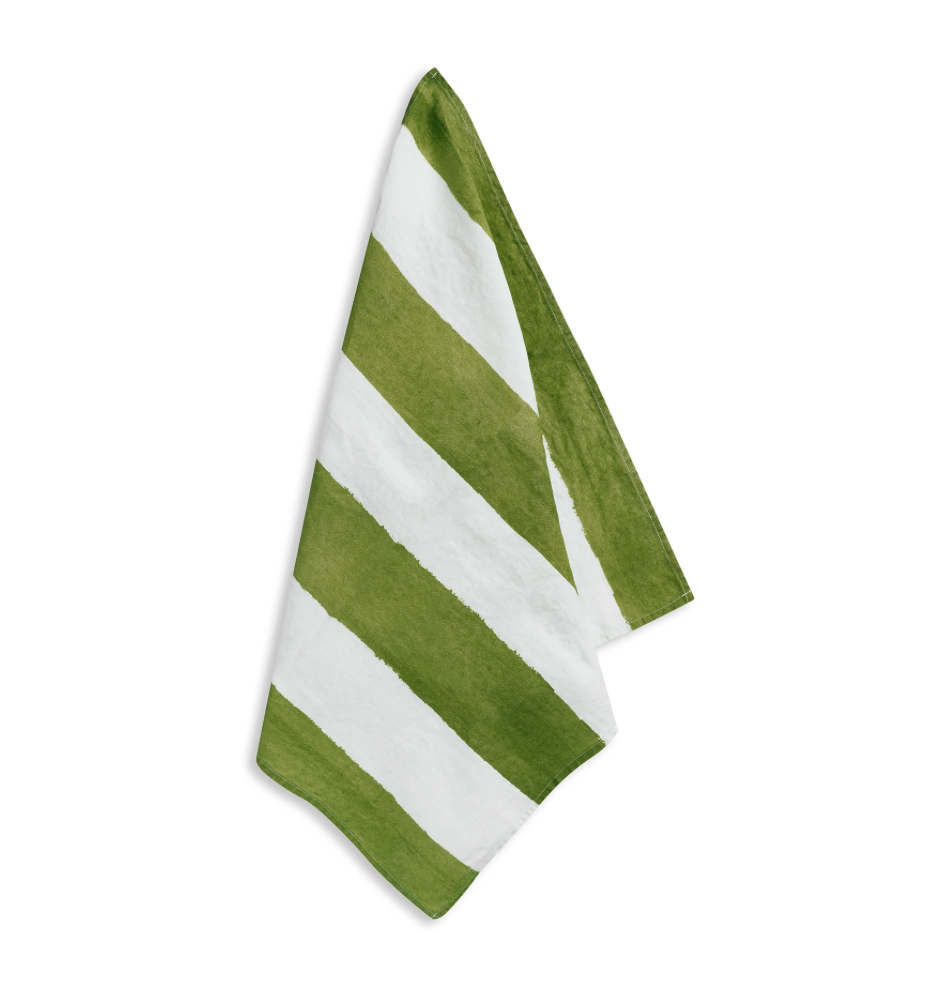 Stripe Linen in Avocado Green Napkin by Summerill & Bishop