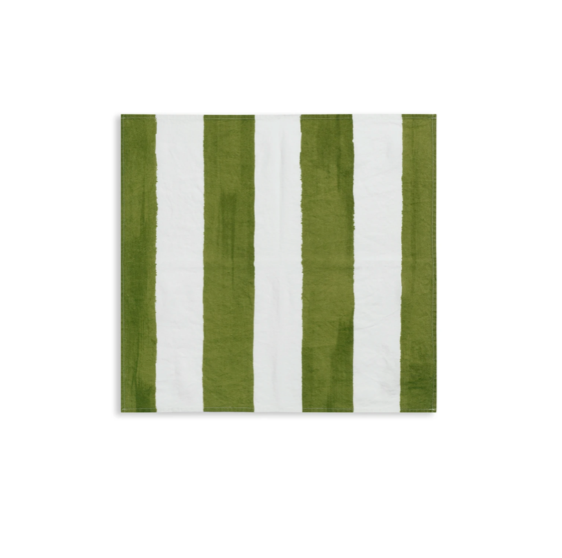 Stripe Linen in Avocado Green Napkin by Summerill & Bishop