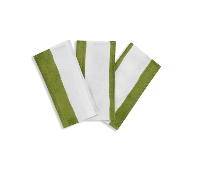 Stripe Linen in Avocado Green Napkin by Summerill & Bishop