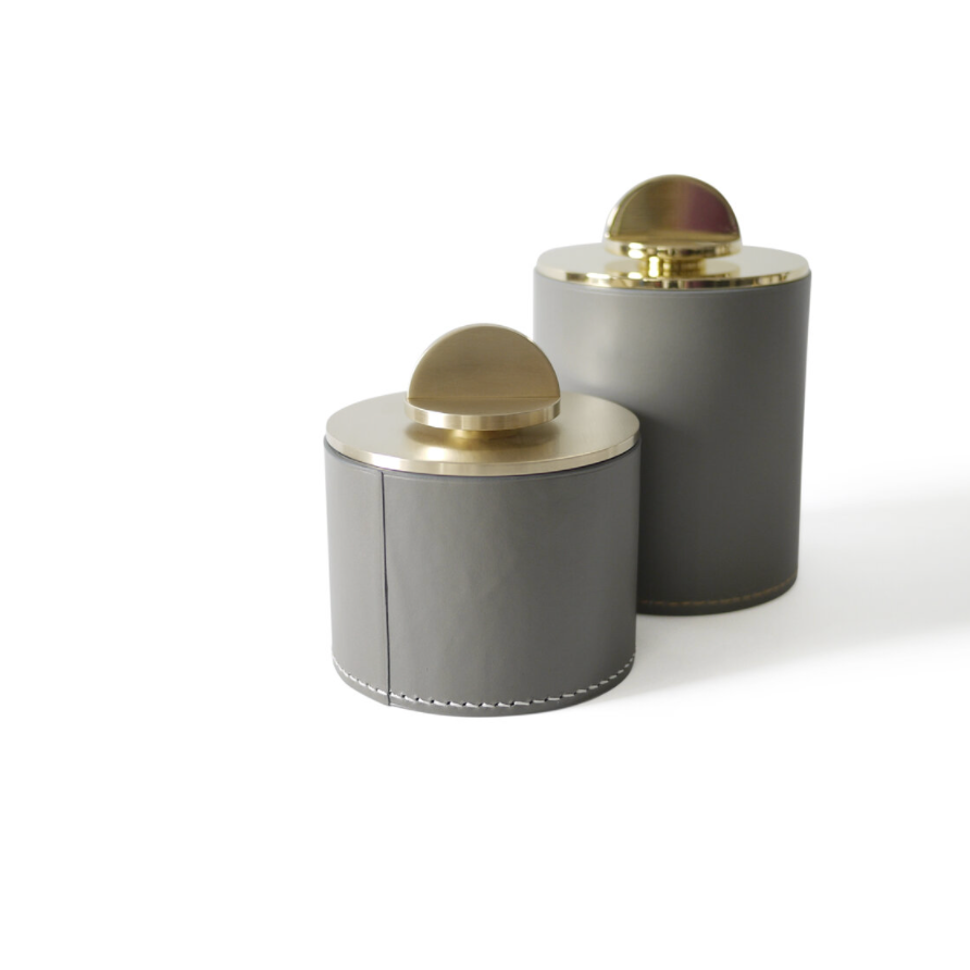 Swedish Leather and Brass Boxes