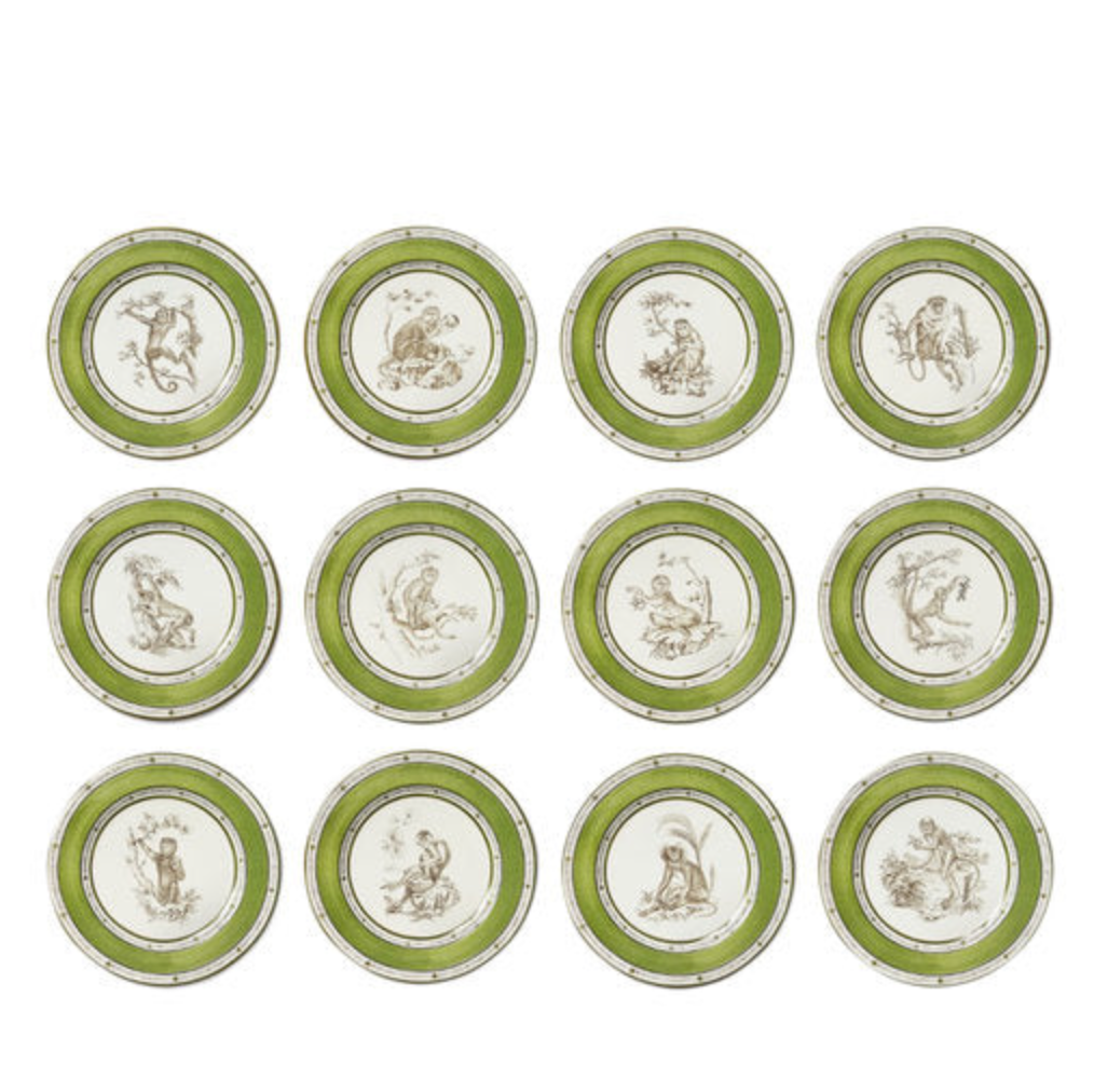 Monkey Dinner Plates by Laboratorio Paravicini -Set of 12