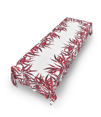 Les Palmiers Red Linen Tablecloth by Summerill & Bishop