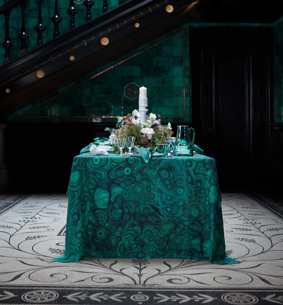 Malachite Linen Tablecloth by Summerill & Bishop