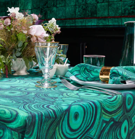 Malachite Linen Tablecloth by Summerill & Bishop