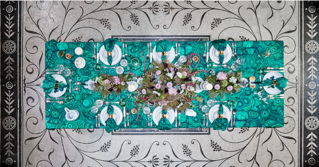Malachite Linen Tablecloth by Summerill & Bishop
